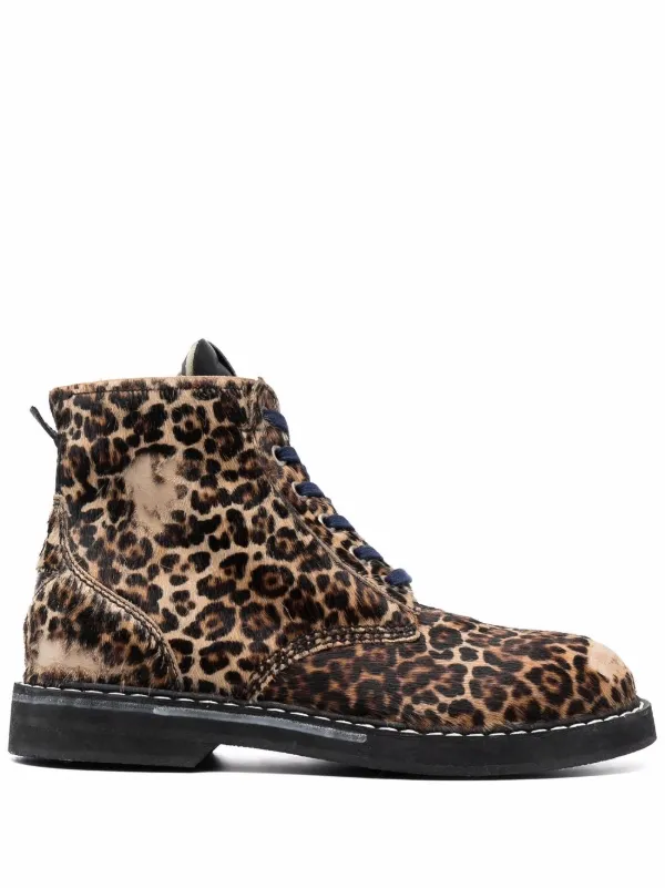 Leather leopard cheap print boots