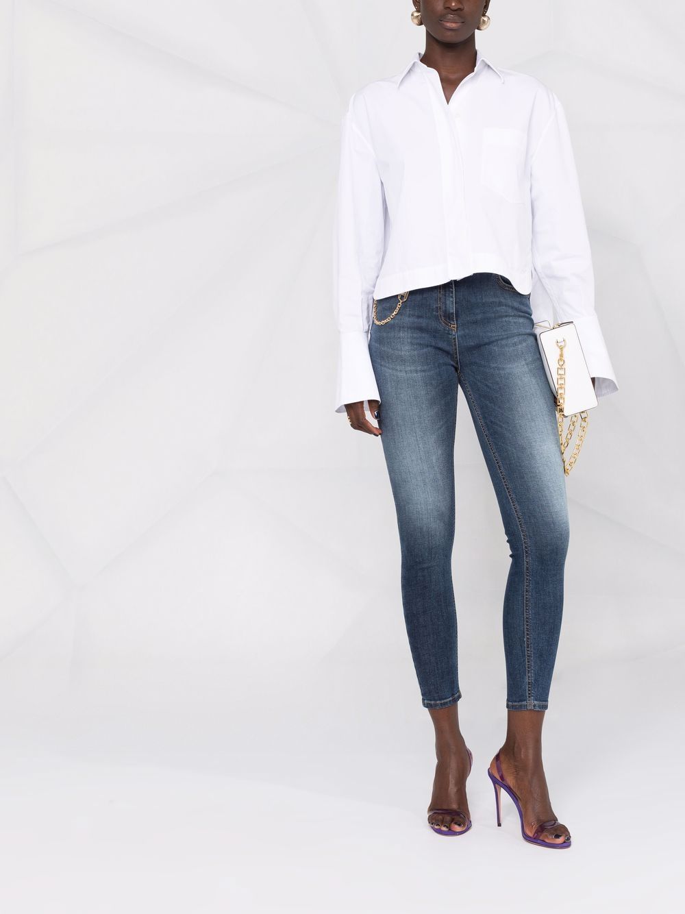 Image 2 of Elisabetta Franchi chain-trim high-rise skinny jeans