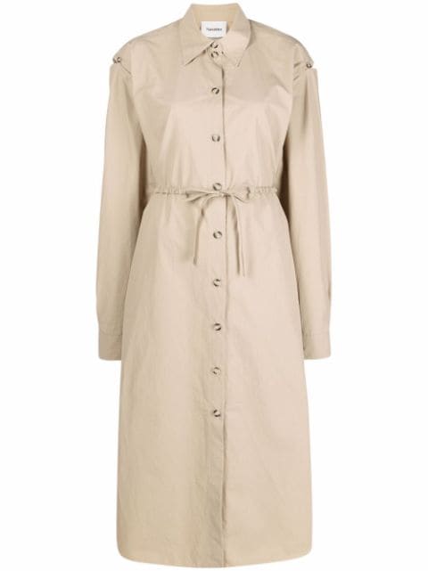 belted button-down shirt dress