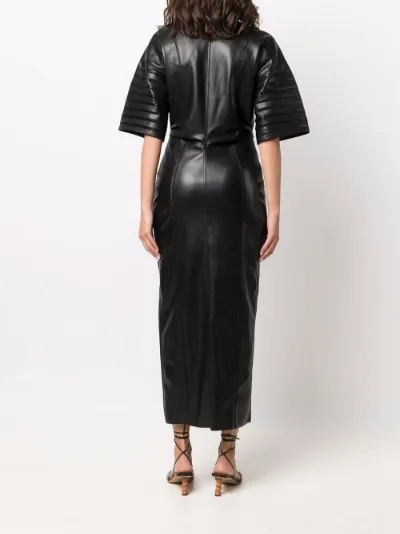 faux-leather fitted shirt dress 