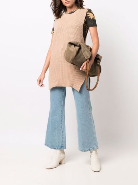 oversized ribbed-knit vest