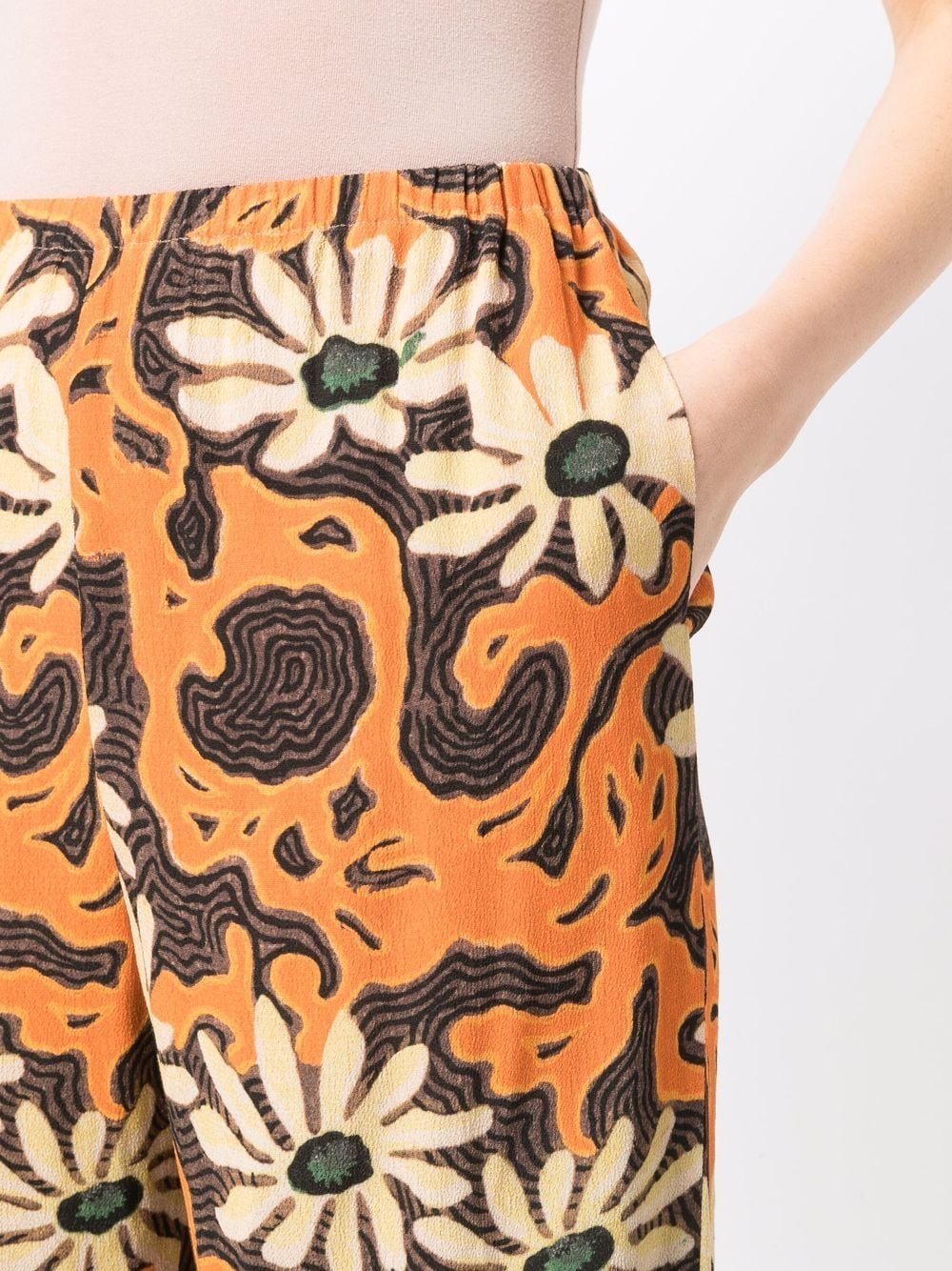 Shop Nanushka Floral Wide-leg Trousers In Arte Povera Floral Orange