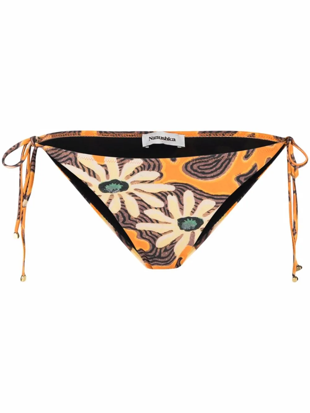 

Nanushka floral-print tie-fastening bikini briefs - Orange