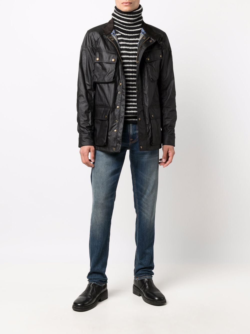 фото Belstaff coated flap-pocket jacket