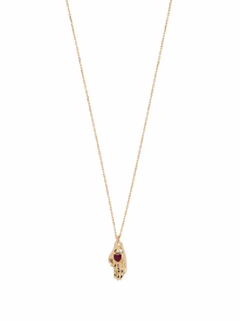 Pamela Love 14kt yellow gold Heart In Hand ruby necklace