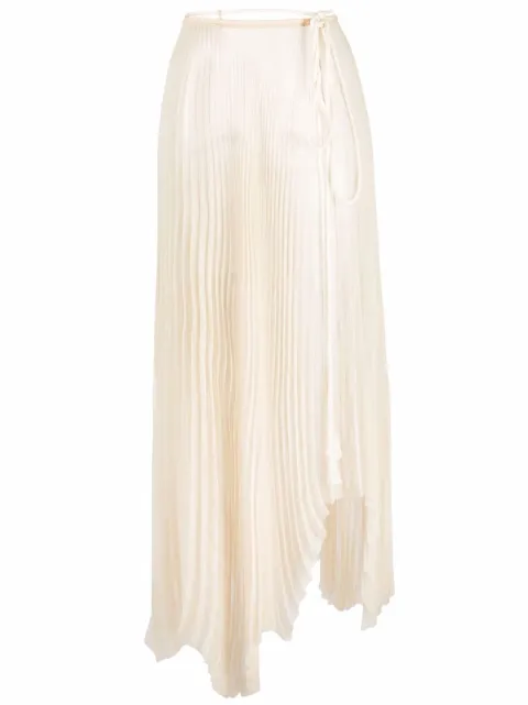 Nanushka wrap-style asymmetric pleated skirt 