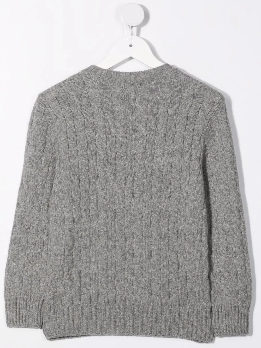 Shop Polo Ralph Lauren Logo-embroidered Cable-knit Jumper In Grey