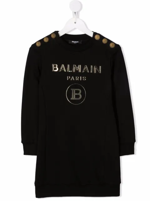 Balmain Kids logo-print sweater dress