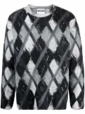 Moschino argyle-pattern wool-blend jumper - Grey