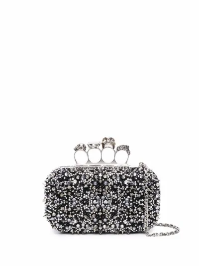 alexander mcqueen black skull clutch
