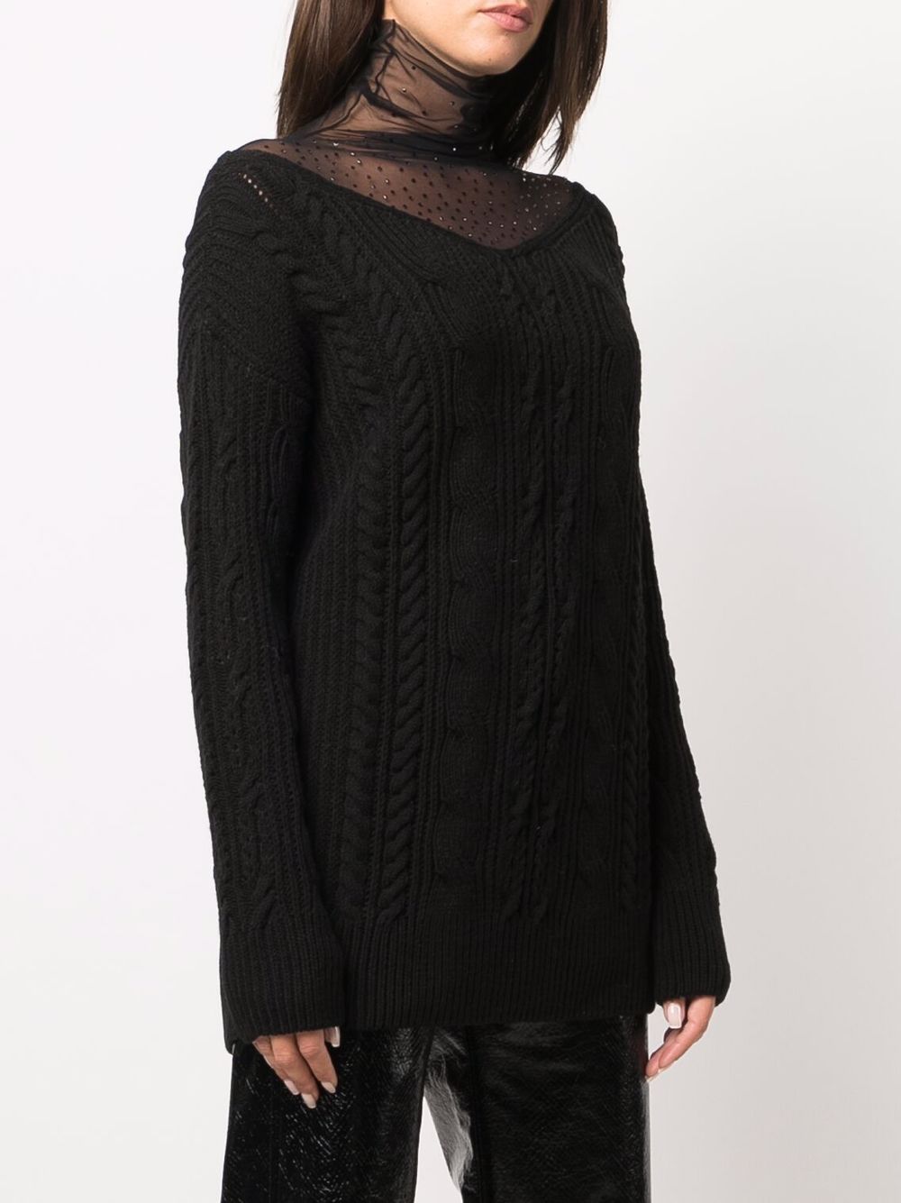 фото Ermanno ermanno crystal-embellished cable-knit jumper