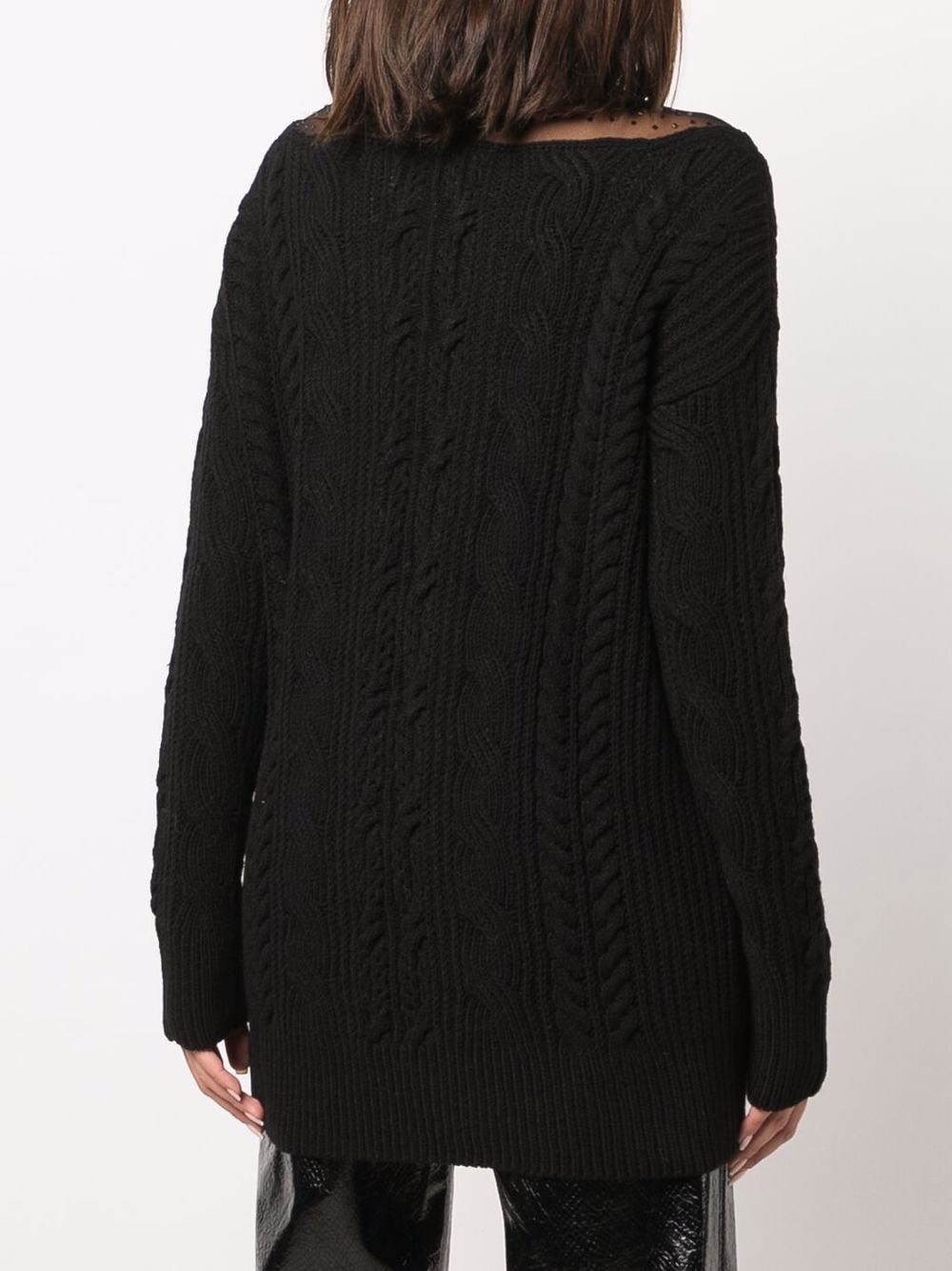 фото Ermanno ermanno crystal-embellished cable-knit jumper