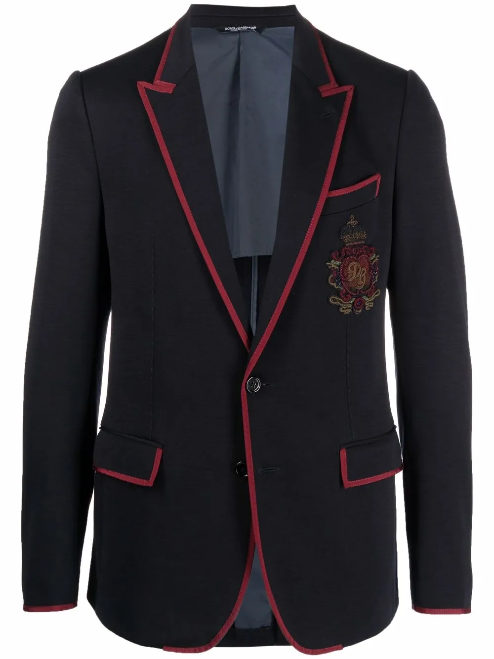 virgin wool-blend patch-detail blazer