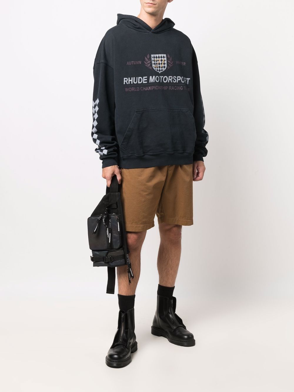 Rhude Hoodie met all-over print - Zwart