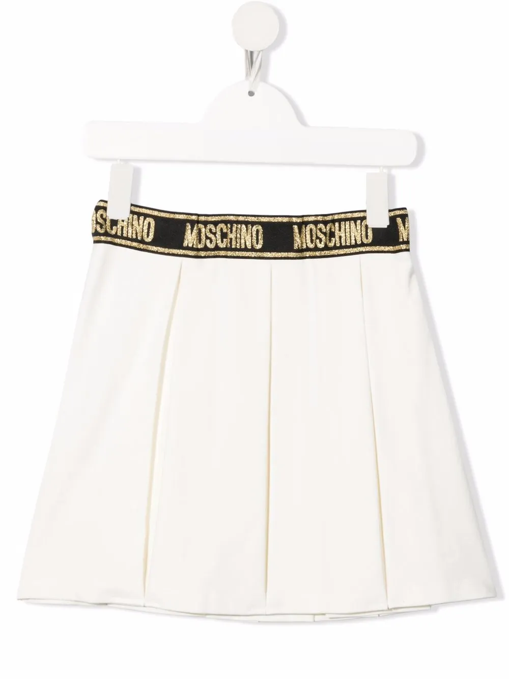 

Moschino Kids logo-waist pleated skirt - White