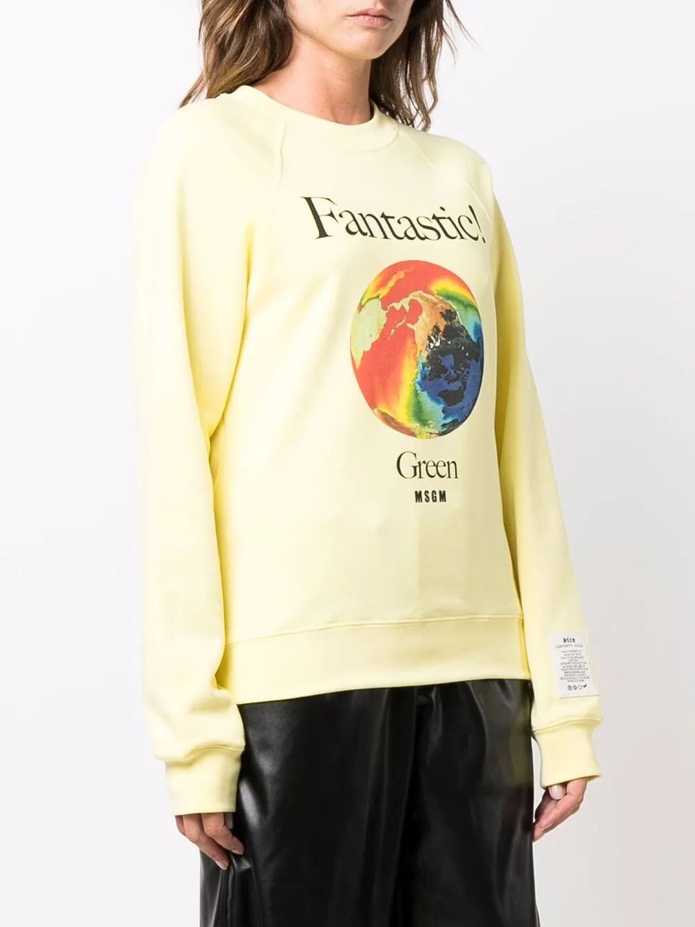 Shop Msgm Fantastic Logo-print Crew Neck Sweatshirt In 黄色