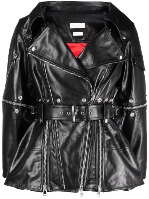 Alexander McQueen chamarra biker con cinturón