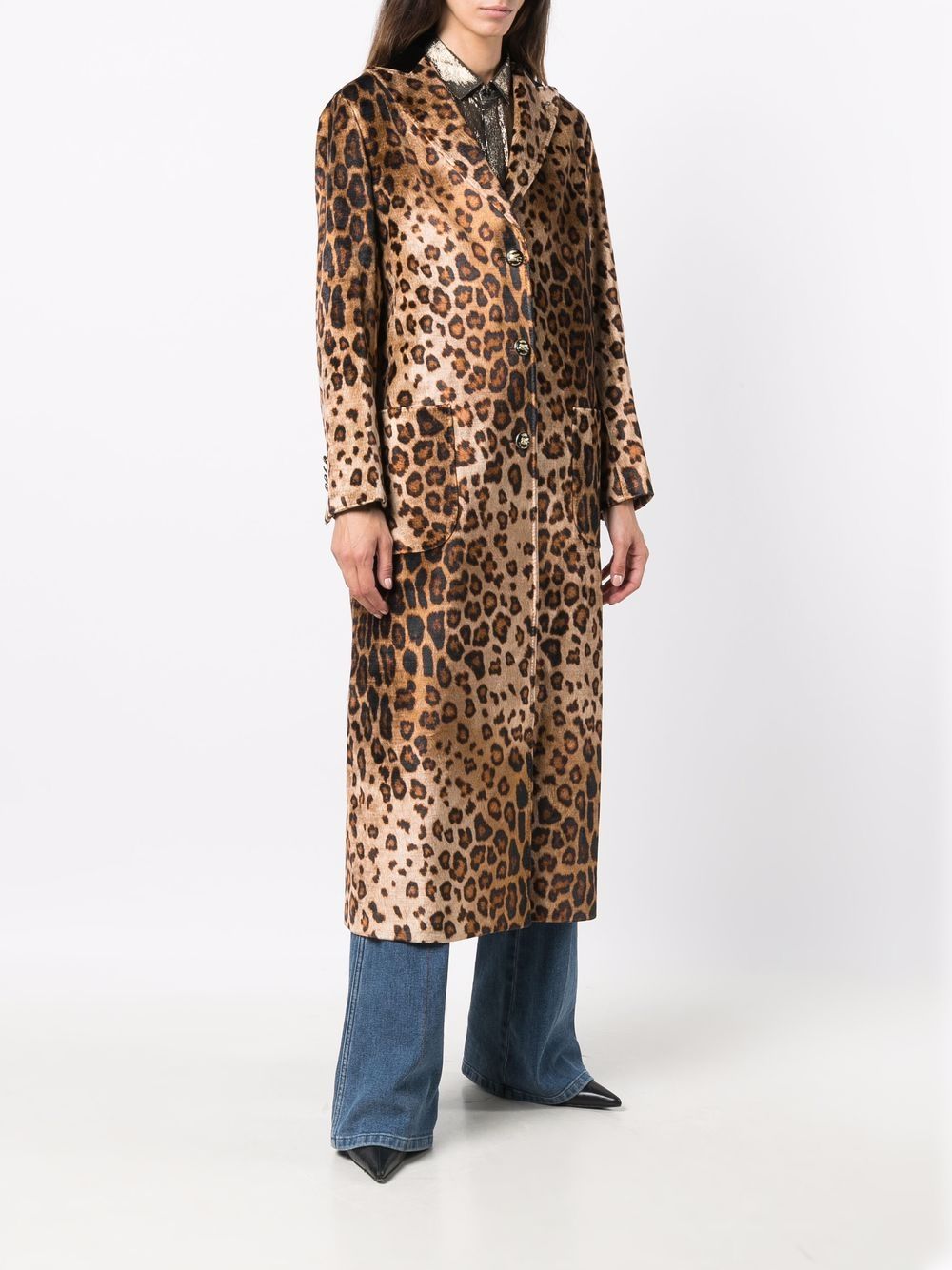 фото Etro однобортное пальто с леопардовым принтом