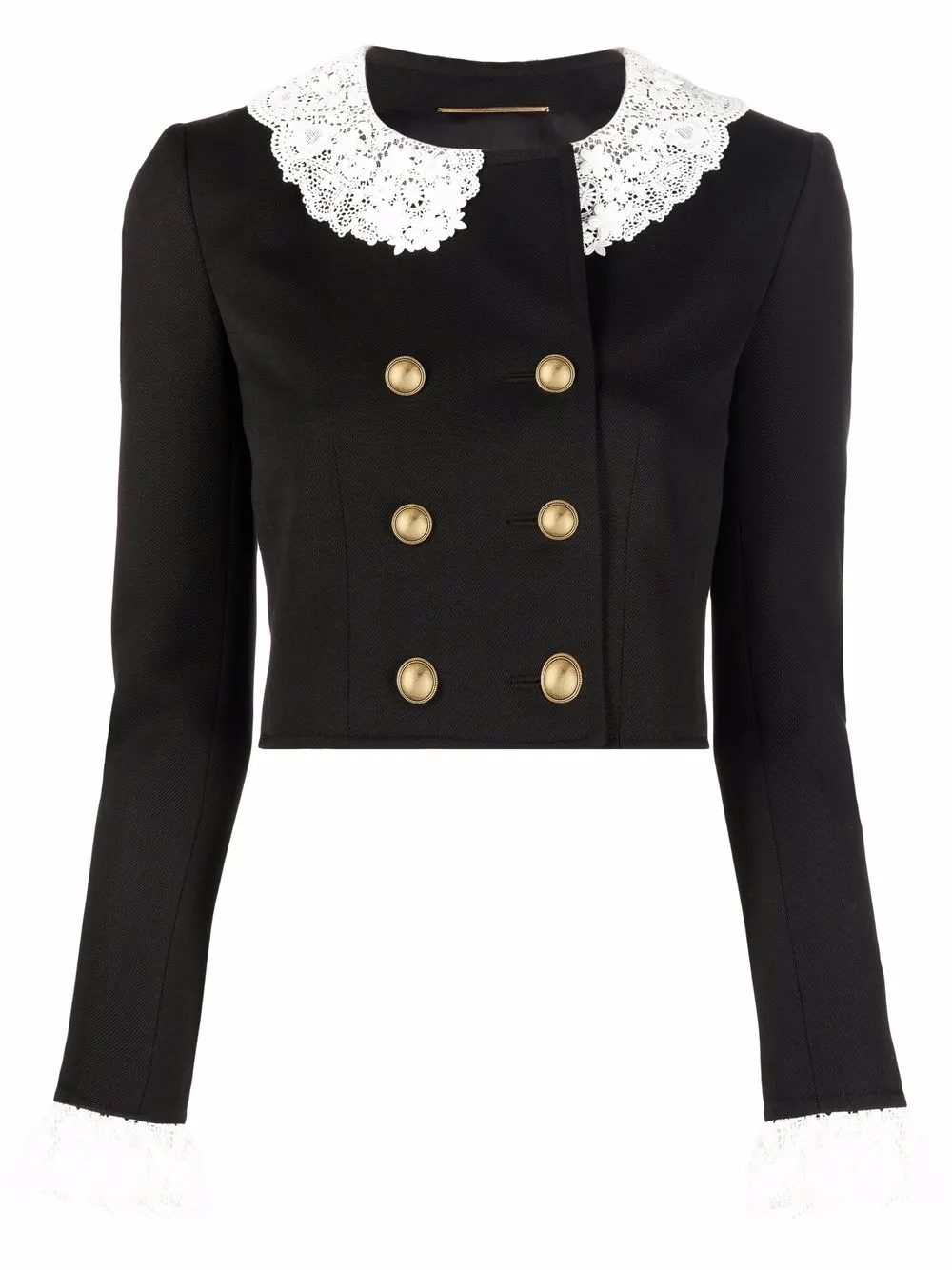 Image 1 of Saint Laurent lace-trim cropped jacket