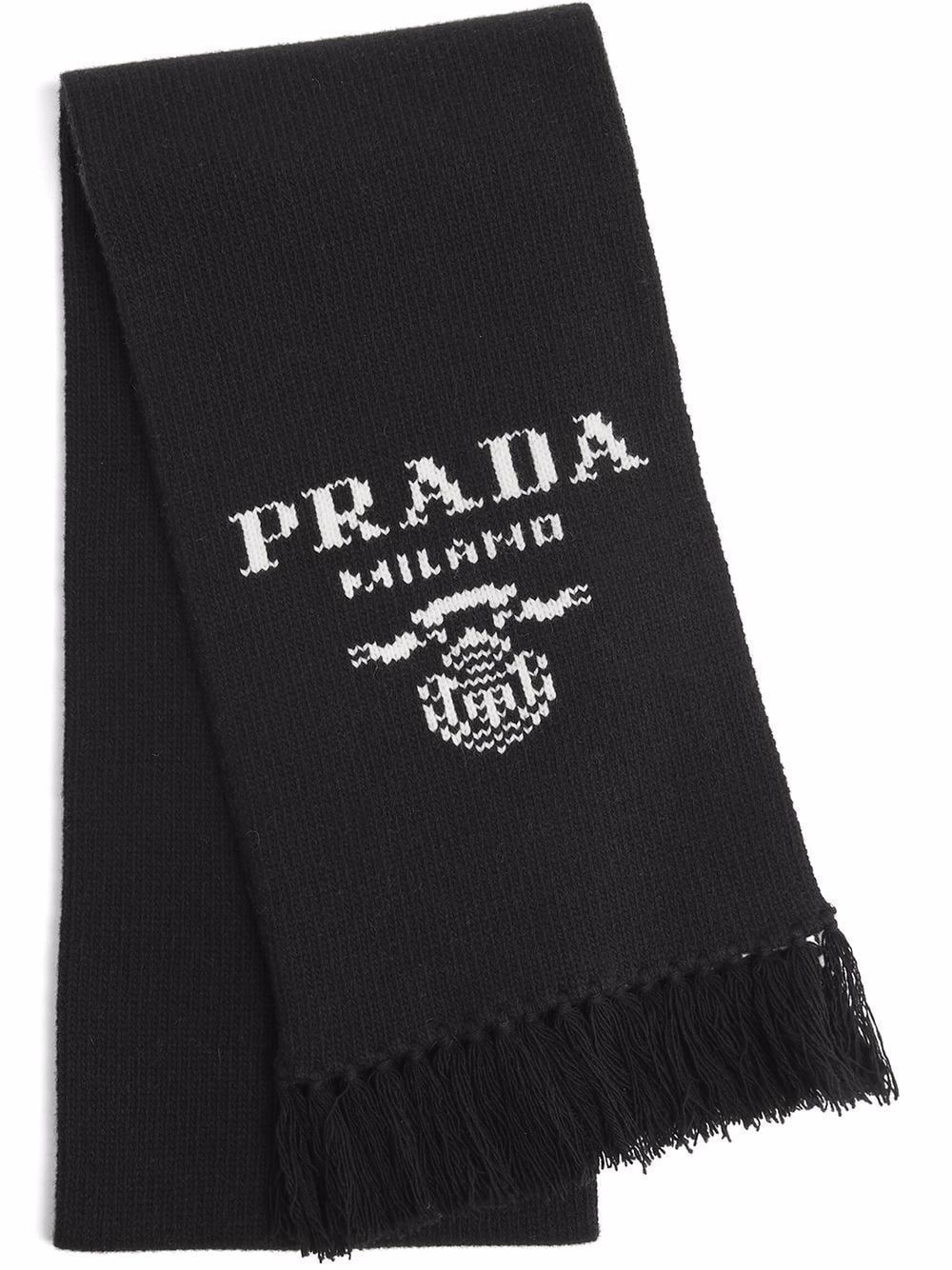Image 1 of Prada intarsia-knit logo scarf