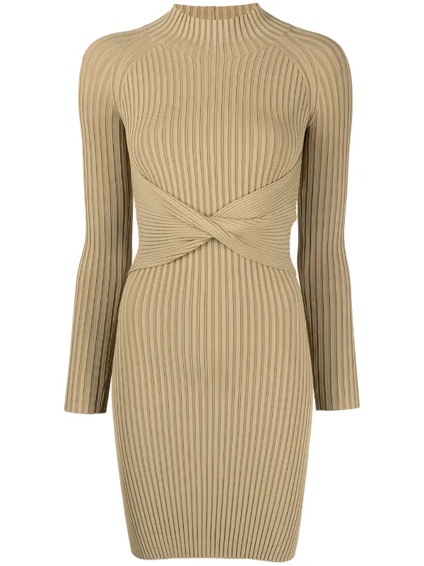 Dion Lee twist-detail ribbed-knit Minidress Green FARFETCH IN