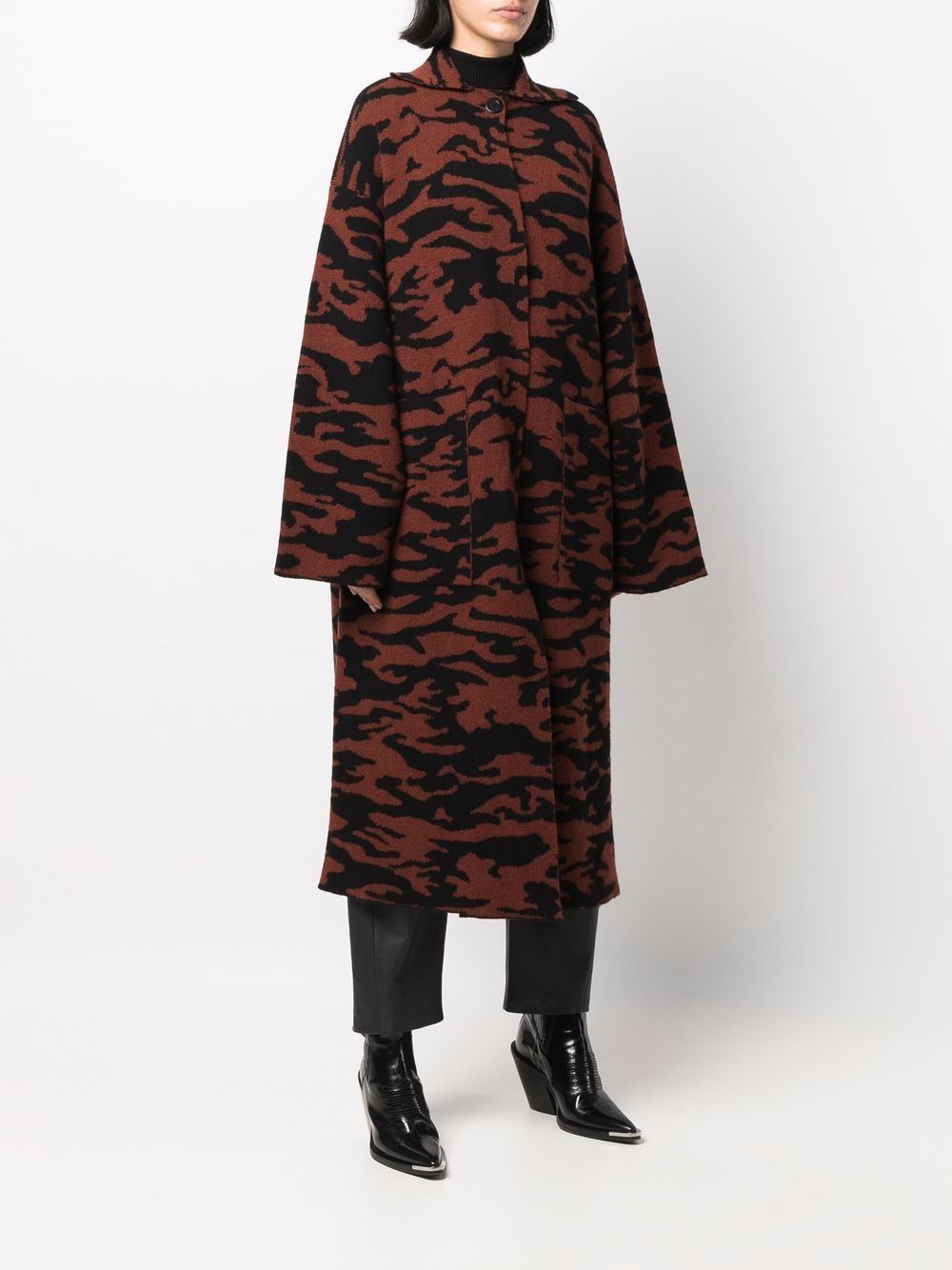 фото Nude intarsia-knit tiger cardi-coat