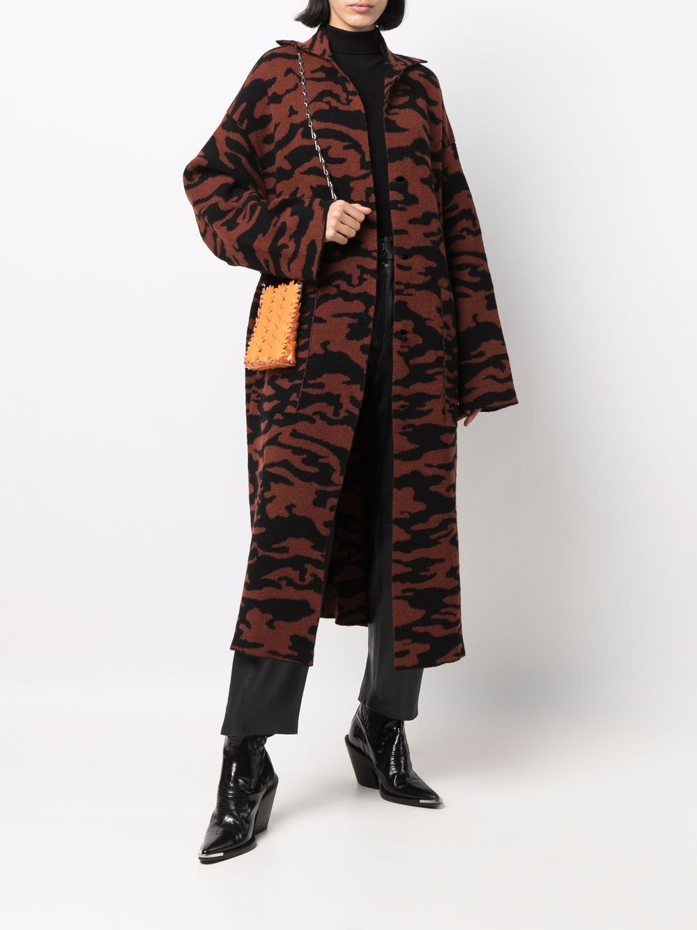 фото Nude intarsia-knit tiger cardi-coat