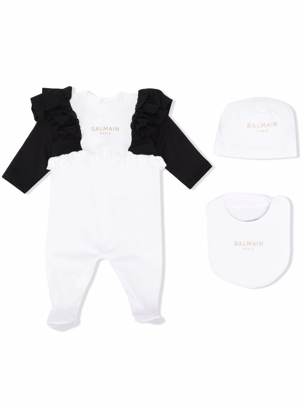 

Balmain Kids mameluco con ribete de volantes - Blanco