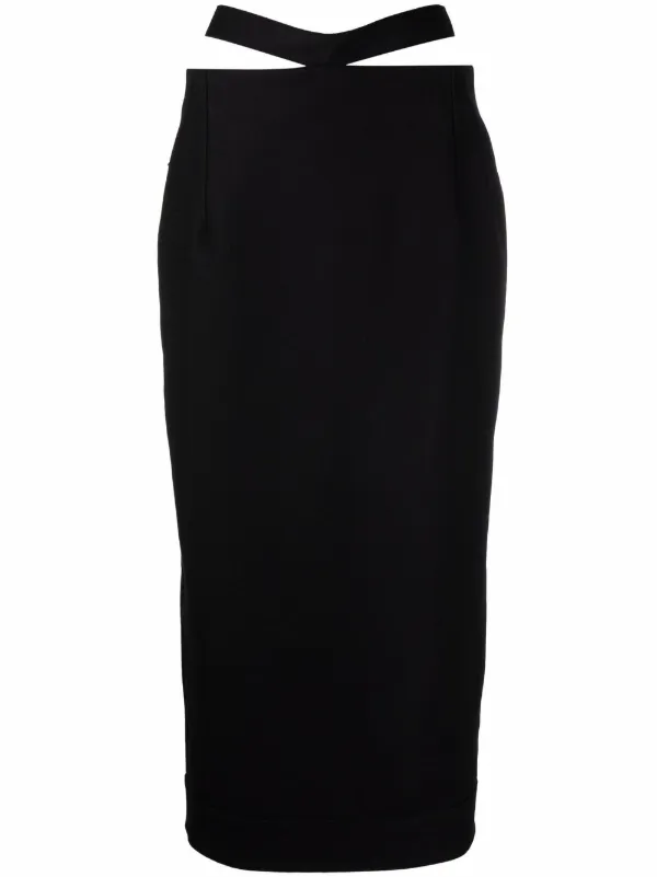 long black pencil cut skirt