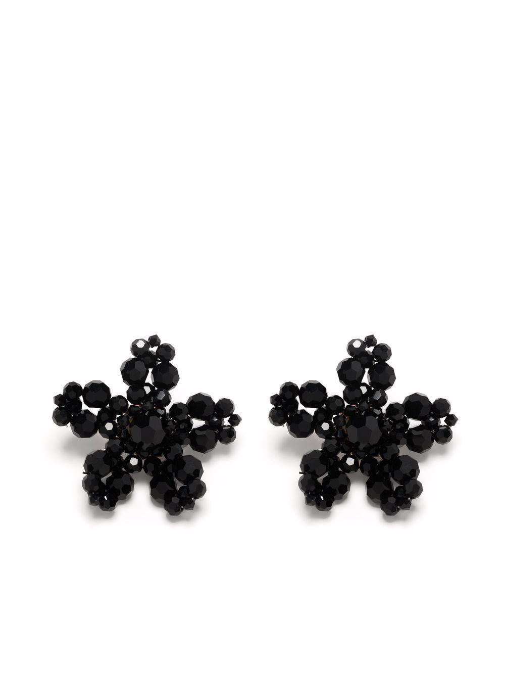 

Simone Rocha aretes de flores con cristales - Negro