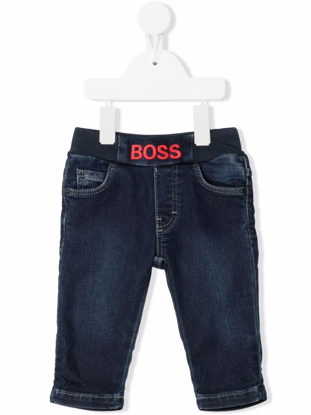 

BOSS Kidswear logo-embroidered stonewash jeans - Blue