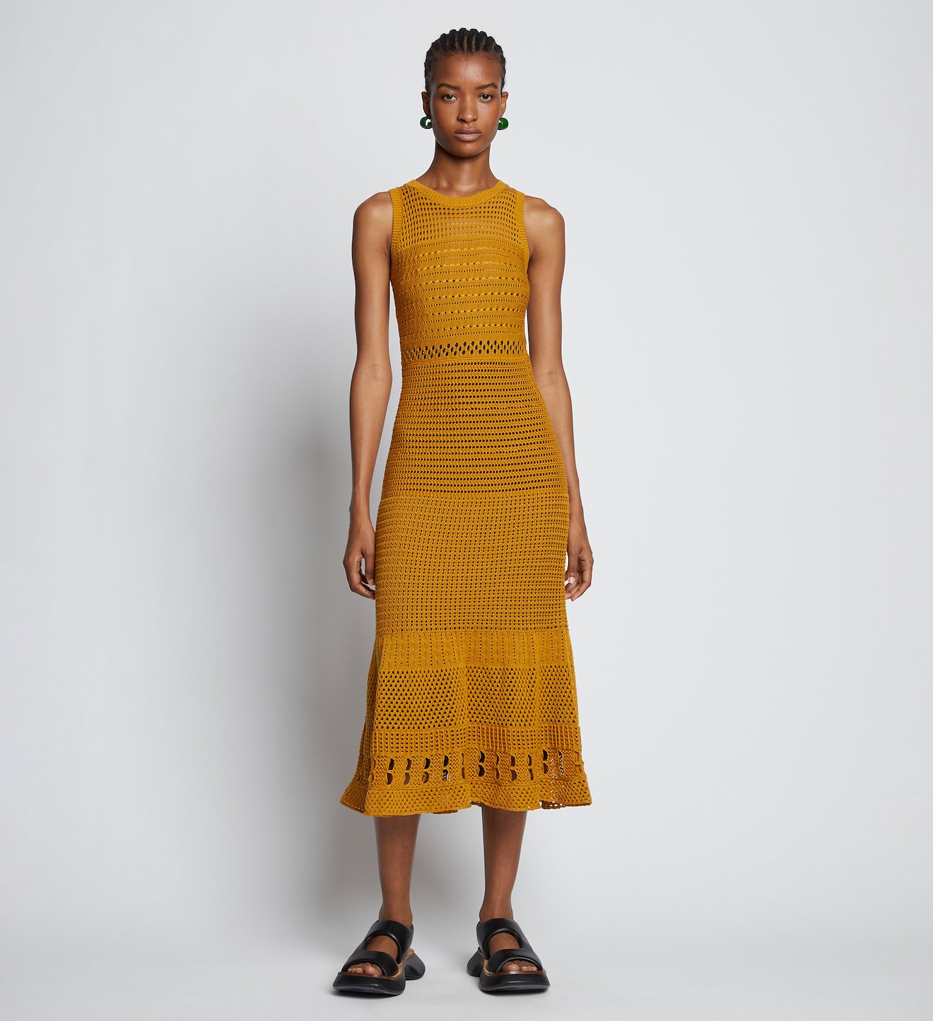 Silk Cotton Pointelle Sleeveless Dress in yellow | Proenza Schouler