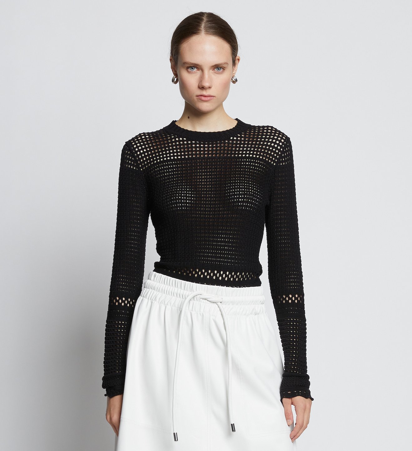 Silk Cotton Pointelle Top