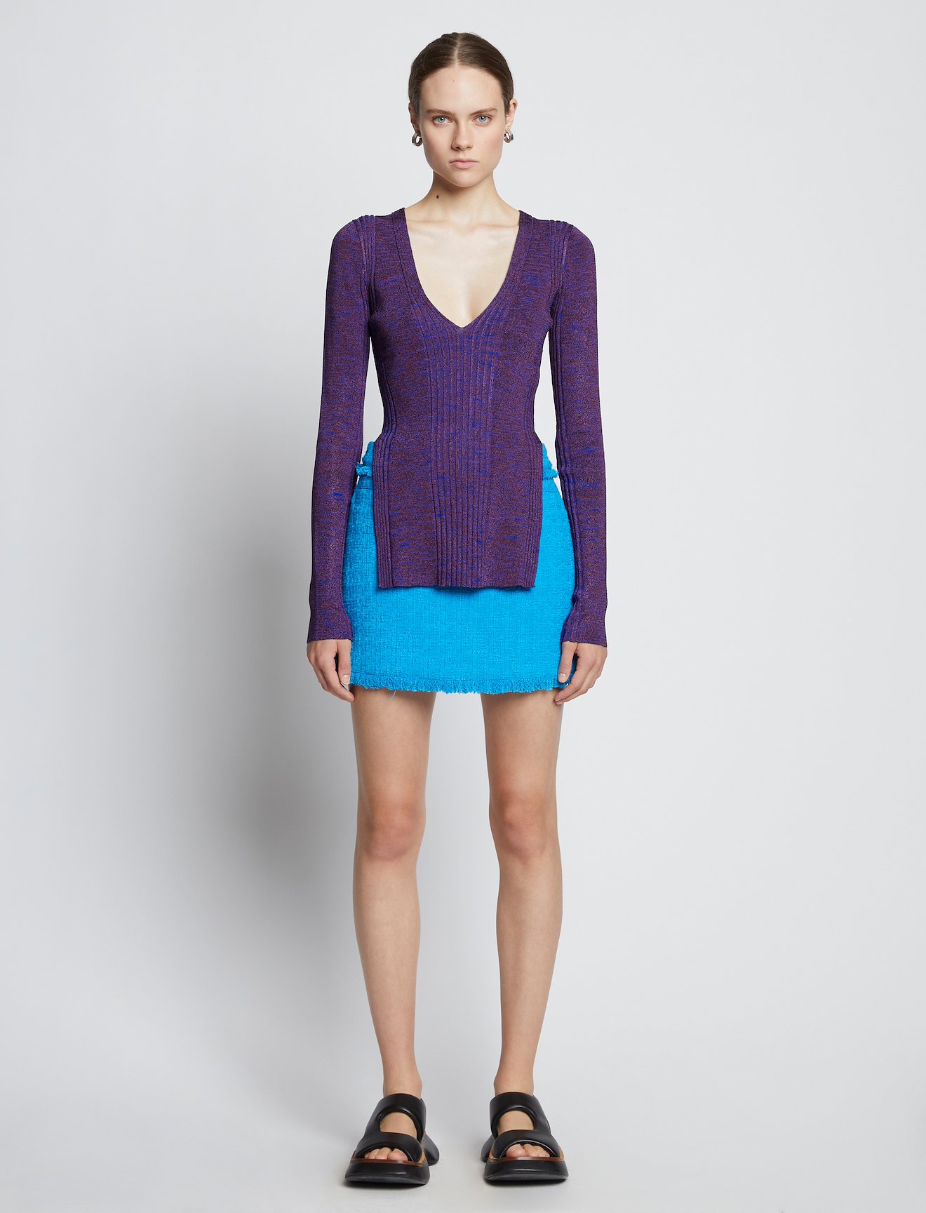 Melange Rib V-Neck Top #6