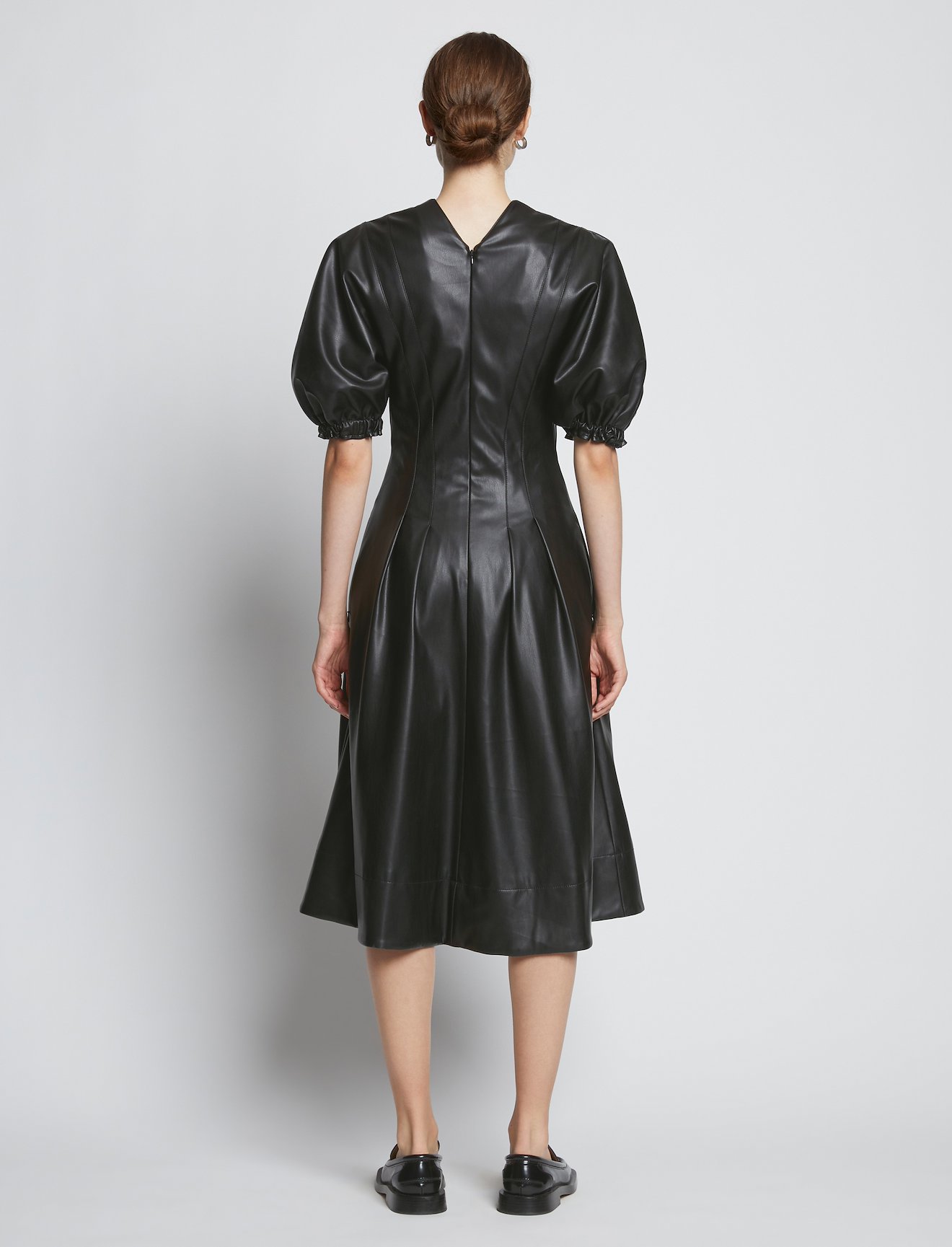 Faux Leather Puff Sleeve Dress #2