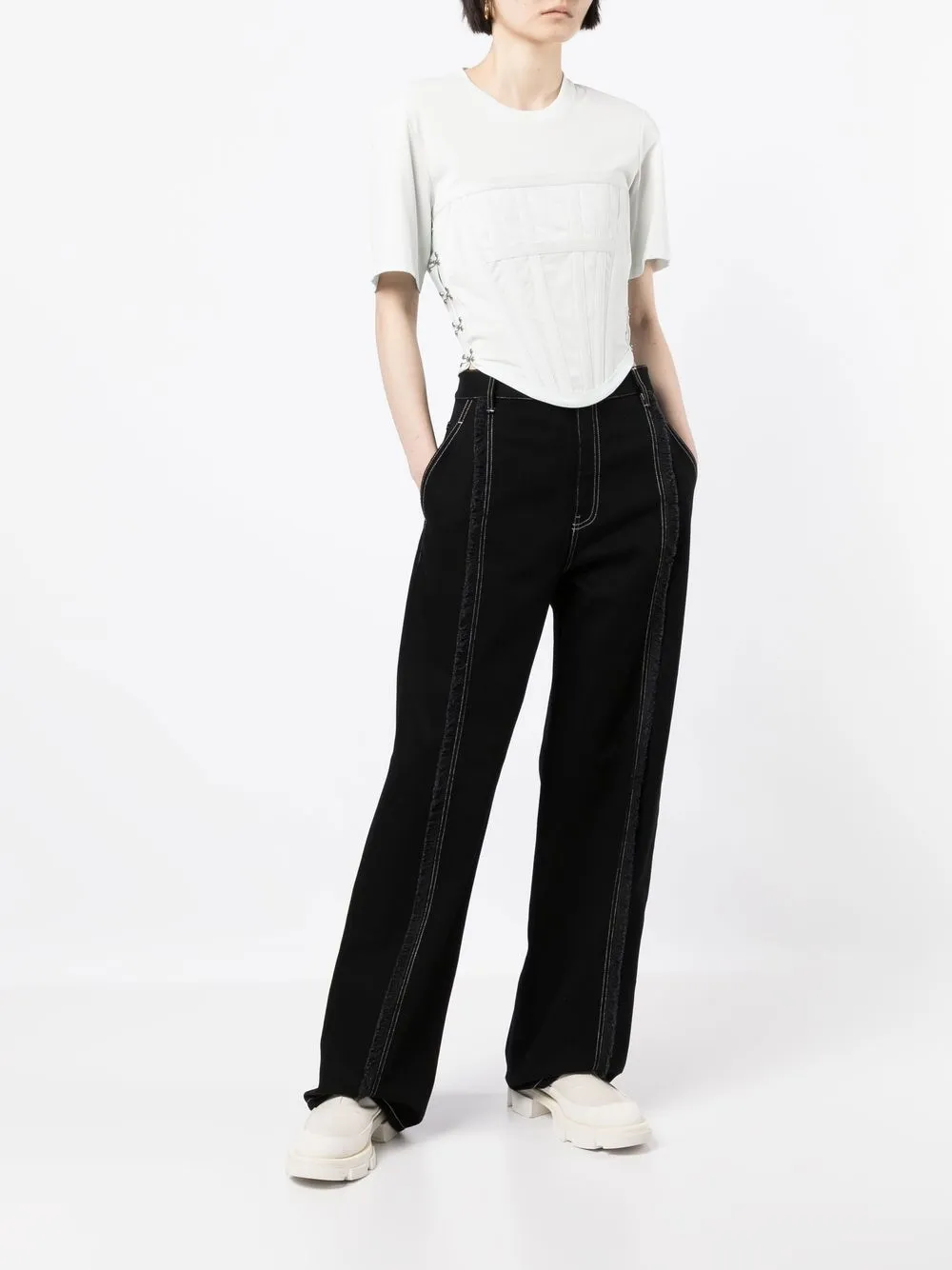 Dion Lee T-shirt met korset vlak - Wit