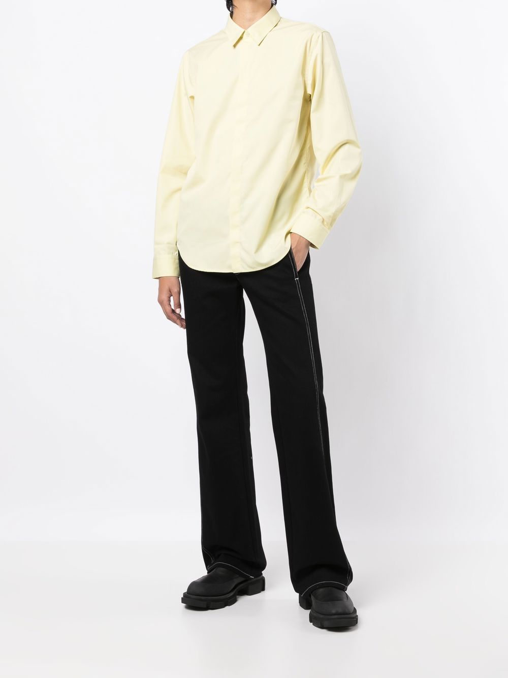 Shop Dion Lee Signature Eyelet Cotton Shirt In Yellow