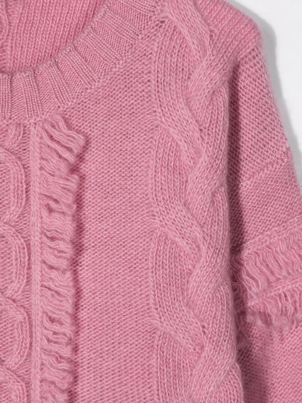 Il Gufo Kids Pink Sweater With Braids And Fringes In Pink