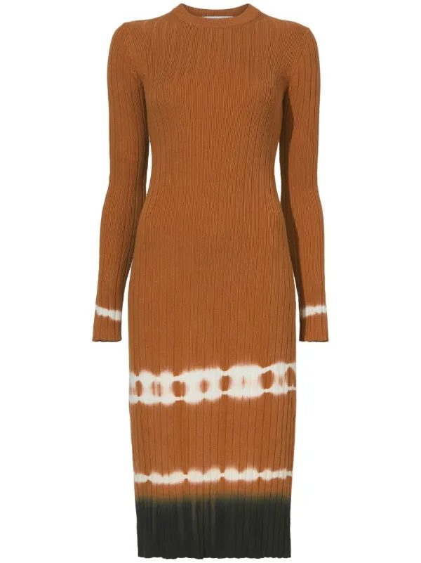 Proenza Schouler White Label ribbed-knit tie-dye Midi Dress | Brown |  FARFETCH ID