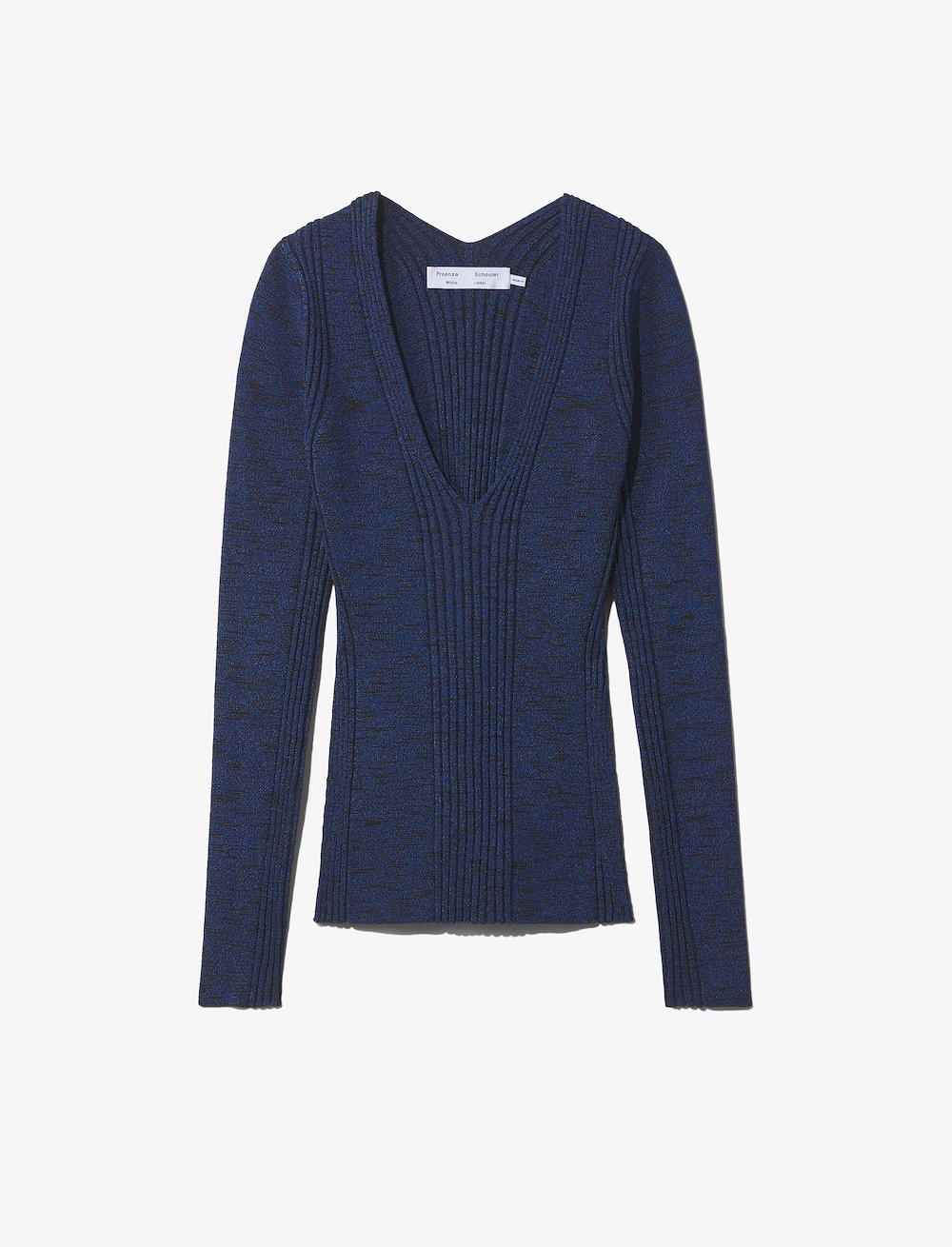 Melange Rib V-Neck Top