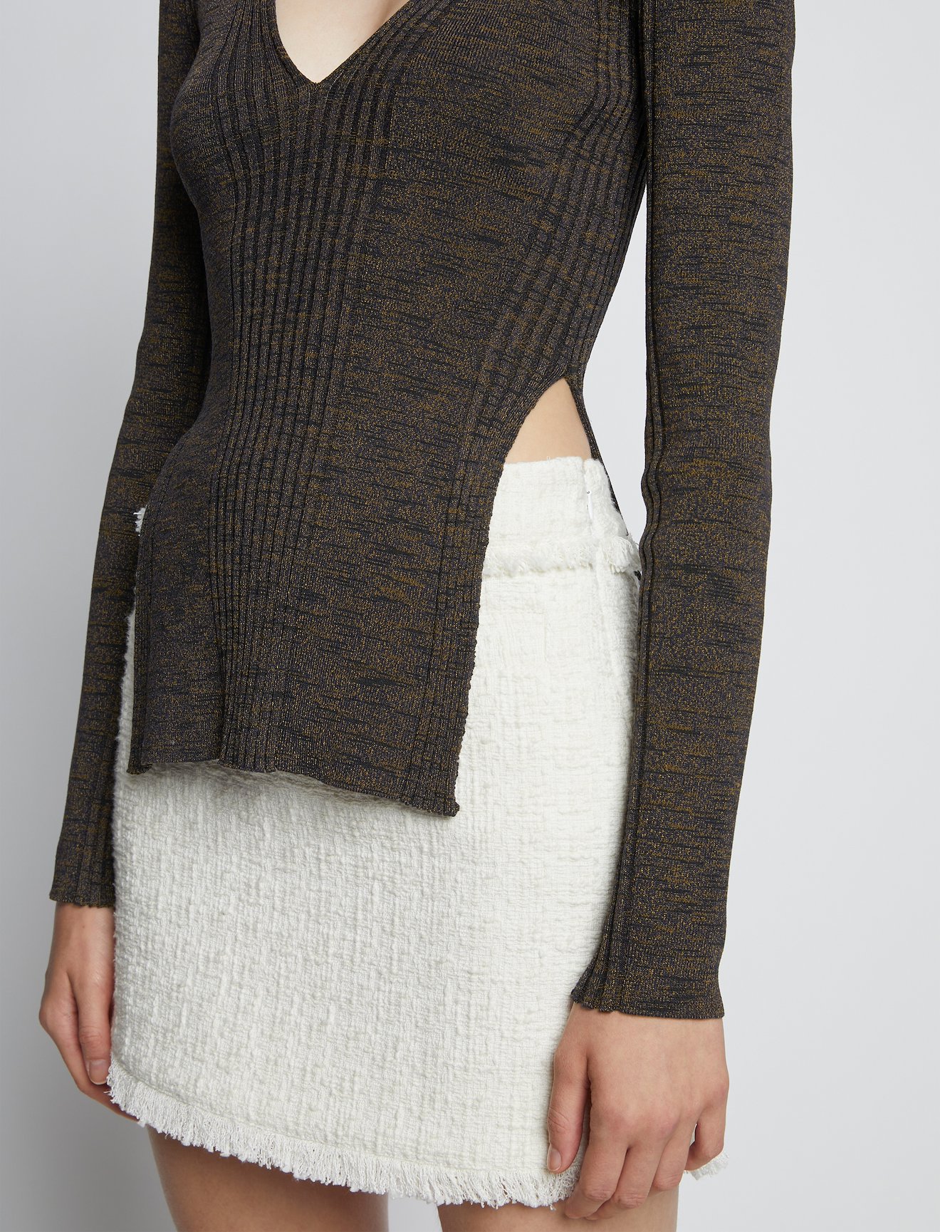 Melange Rib V-Neck Top #4