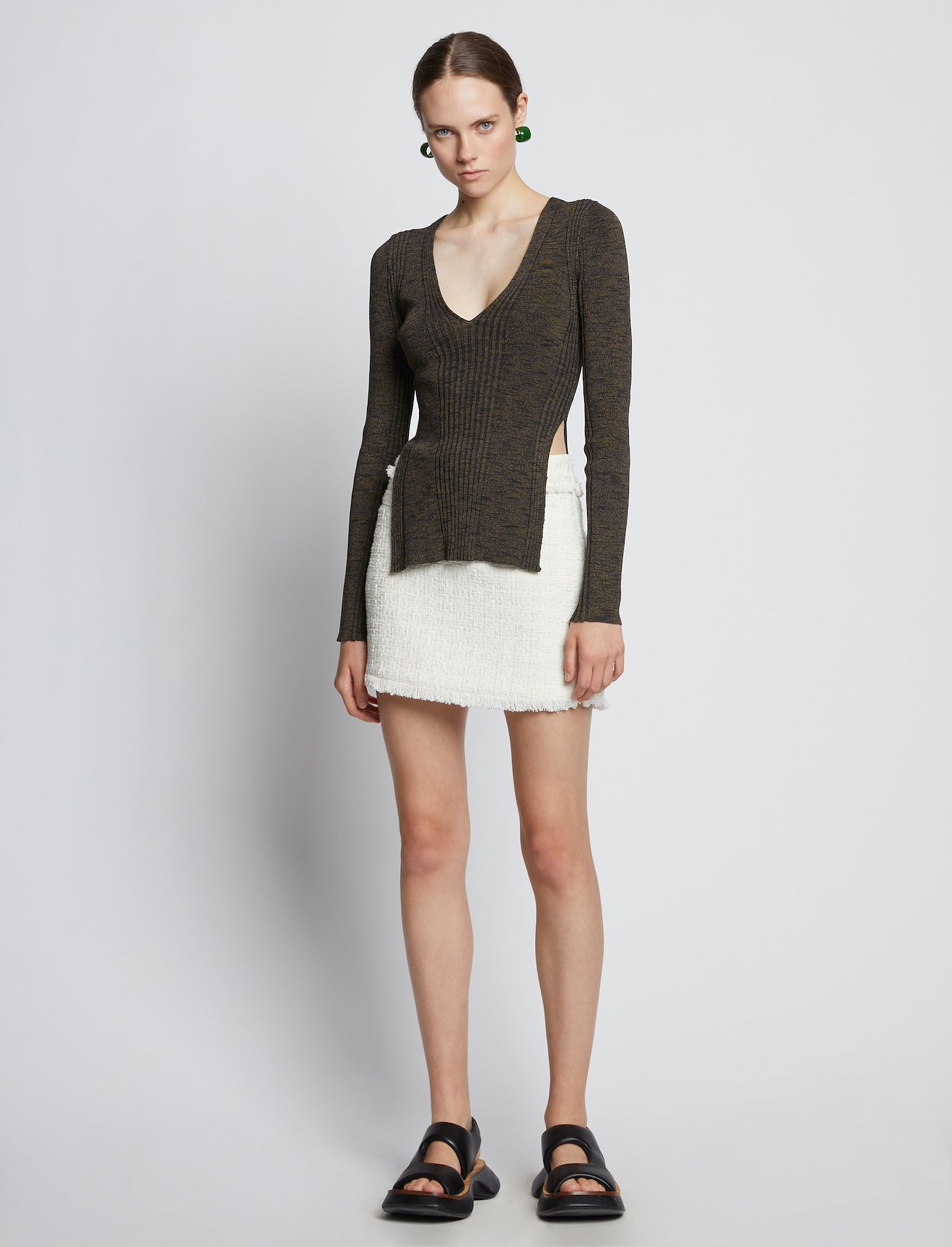 Melange Rib V-Neck Top #6