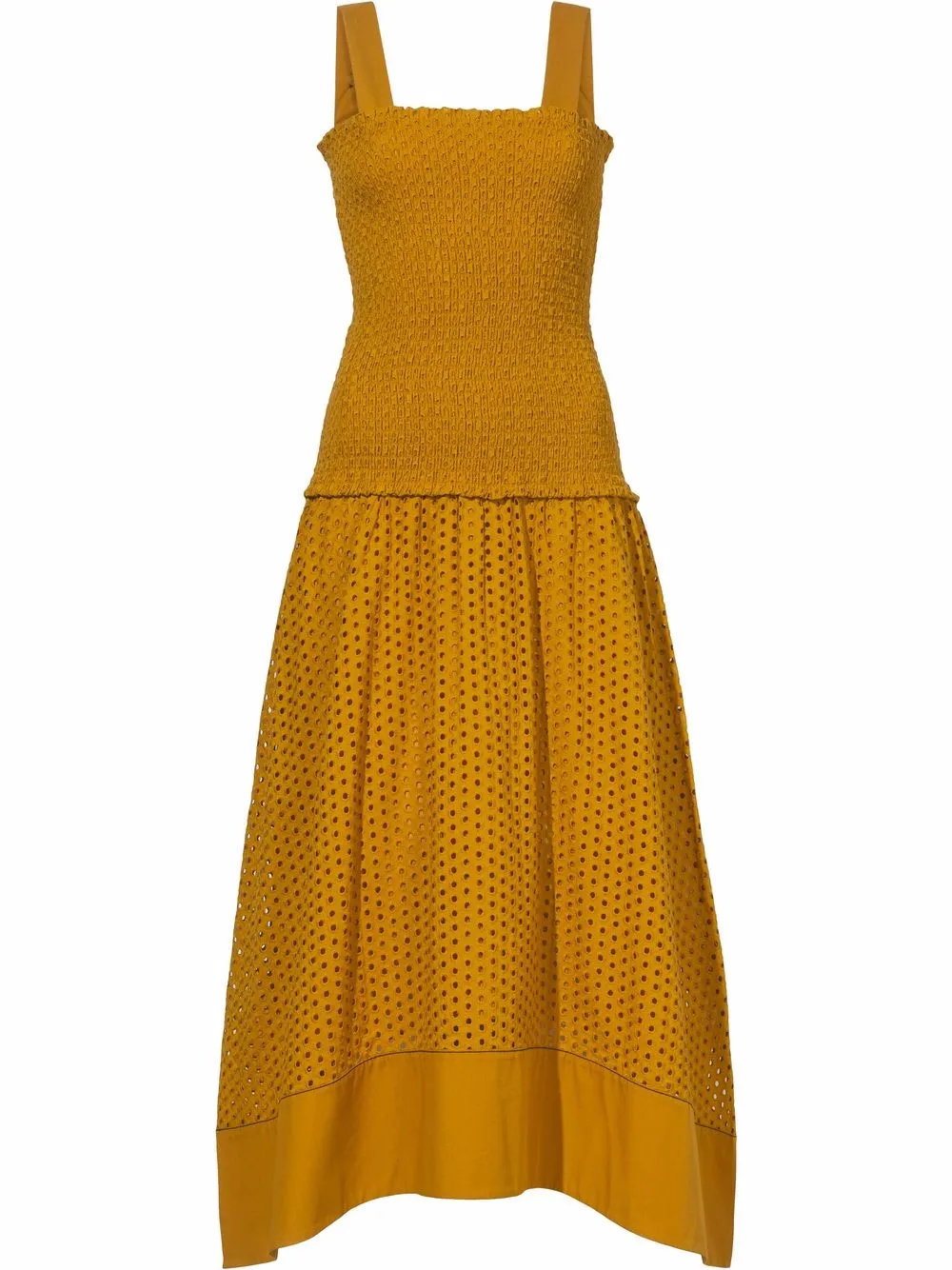 

Proenza Schouler White Label vestido fruncido con bordado inglés - Amarillo