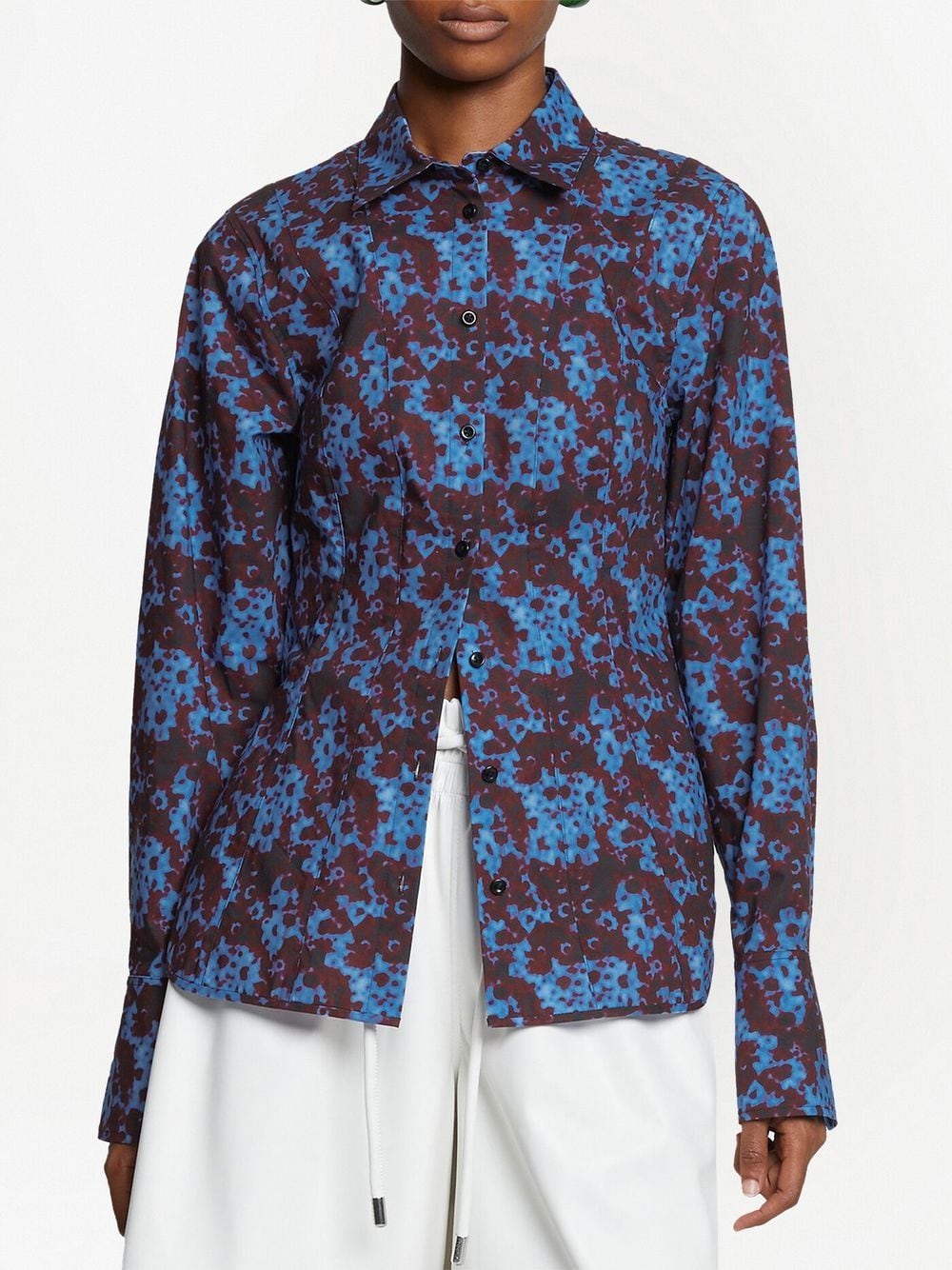 Shop Proenza Schouler White Label Sunflower Cotton Shirt In Blue