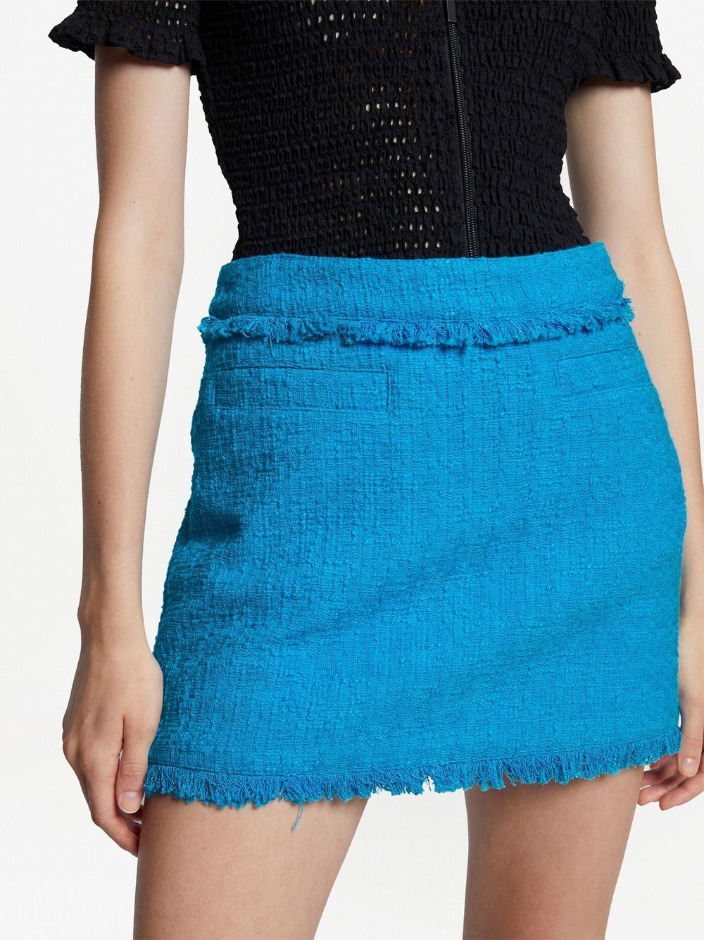 Shop Proenza Schouler White Label Tweed Knitted Mini Skirt In Blue