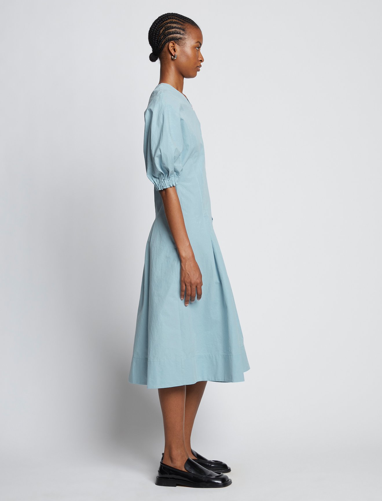 Cotton Linen Puff Sleeve Dress #1