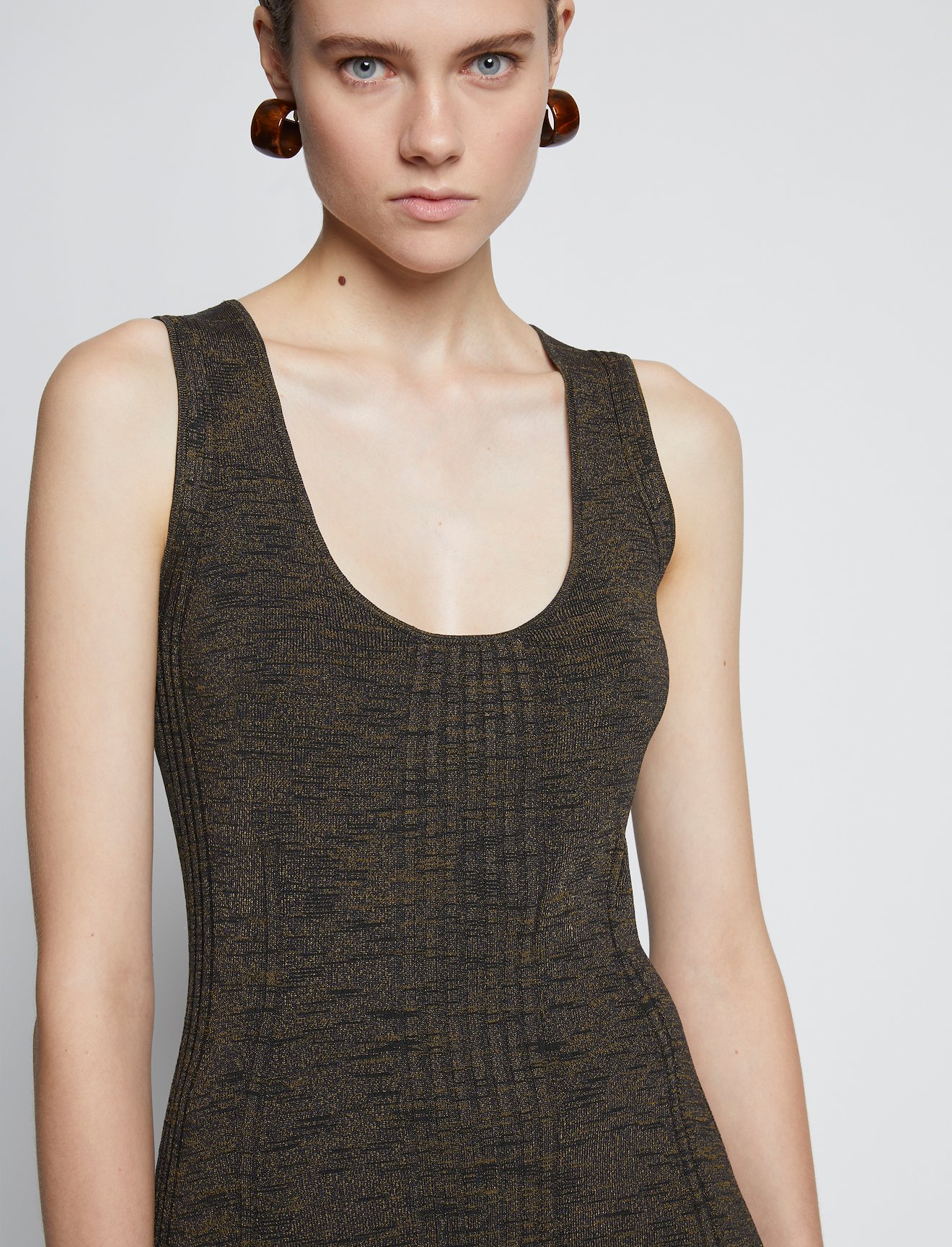 Melange Rib Tank Dress in brown | Proenza Schouler