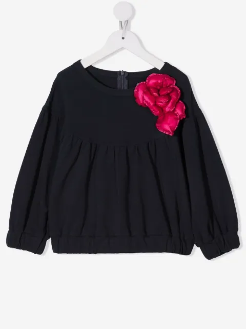 Il Gufo blouse froncée à appliques fleurs