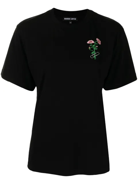 Markus Lupfer floral-embroidered globe T-shirt