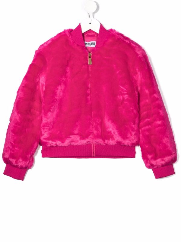 pink fuzzy bomber jacket